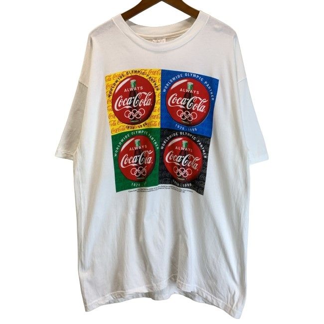 【中古】 Hanes Tシャツ 90s vintage 90年代 OLD 半袖 トップス クルーネック コカ・コーラ プリント 企業ロゴ オーバーサイズ USA製 古着 /1953