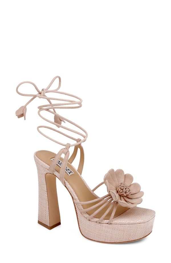 バッドグレイミッシカ レディース シューズ サンダル プラットフォーム アンクル Badgley Mischka Collection Wanette Ankle Wraplatform Sandal Beige Suede ベージュ