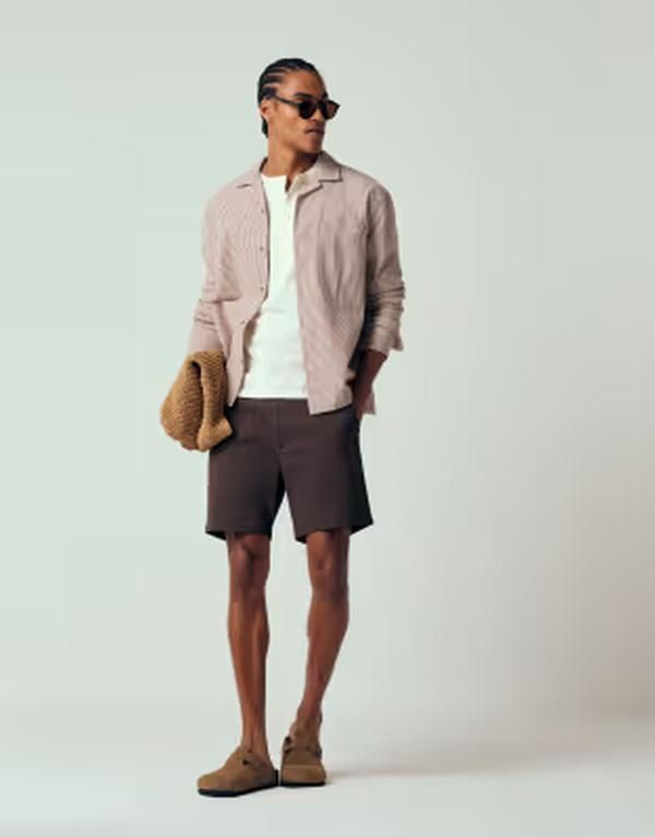 エイソス メンズ ボトムス ハーフパンツ・ショーツ ショートパンツ ASOS DESIGN mid length skinny fit chino shorts BROWN ブラウン
