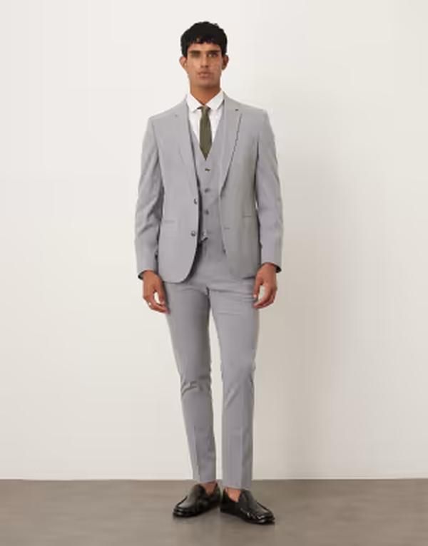エイソス メンズ アウター ジャケット・ブルゾン ASOS DESIGN skinny suit jacket LIGHT GRAY グレー