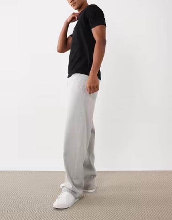 エイソス メンズ ボトムス デニムパンツ ジーンズ ASOS DESIGN baggy jeans in light GRAY グレー