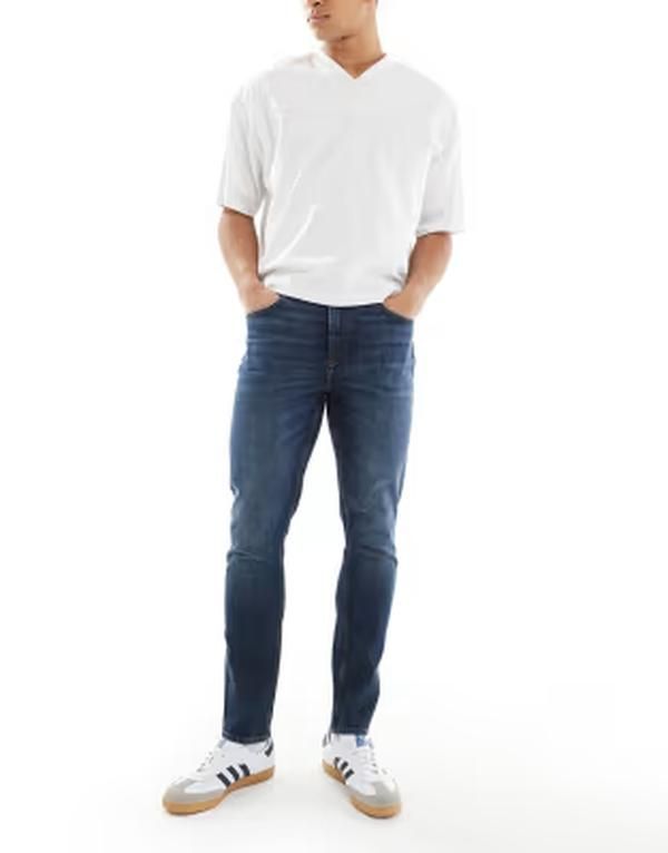エイソス メンズ ボトムス デニムパンツ ジーンズ ASOS DESIGN skinny jeans in dark wash Dark wash blue ブルー