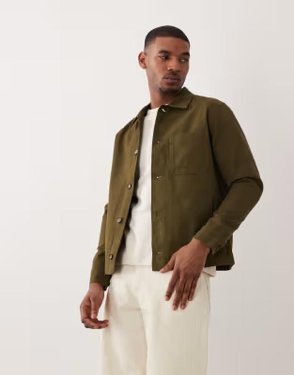 オンリーアンドサンズ メンズ トップス シャツ ONLY SONS boxy fit overshirt in olive Dark Olive オリーブ