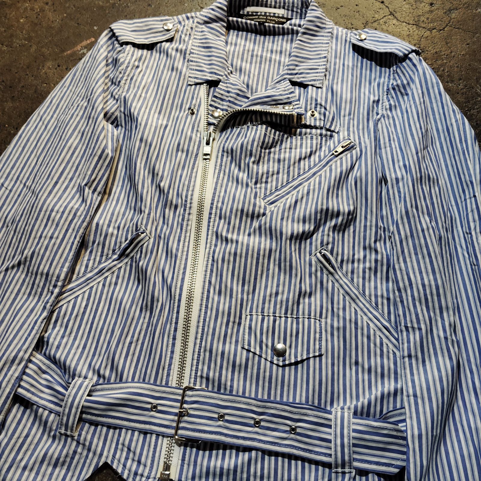 COMME des GARCONS HOMME PLUS 16ss ストライプ柄 カットオフ シャツ