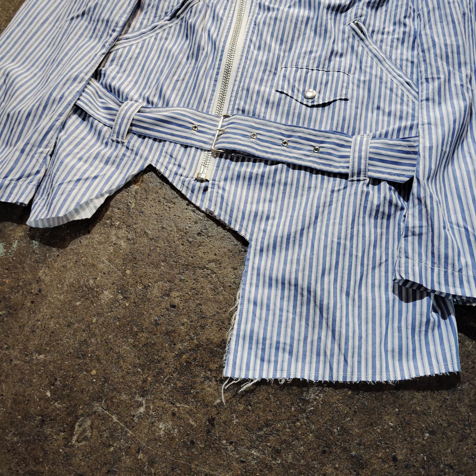 COMME des GARCONS HOMME PLUS 16ss ストライプ柄 カットオフ シャツ