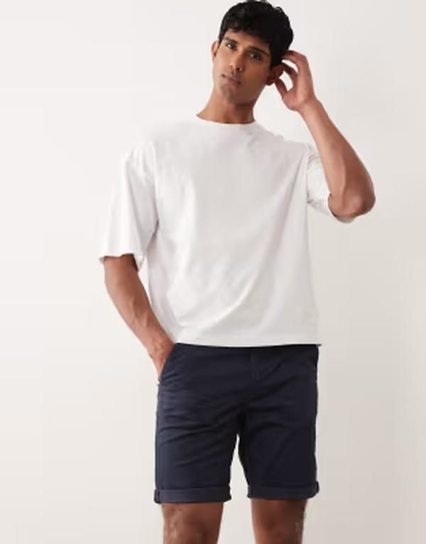 オンリーアンドサンズ メンズ ボトムス ハーフパンツ・ショーツ レギュラーフィット ショートパンツ ONLY SONS regular fit chino shorts in dark Blue nights ブルー