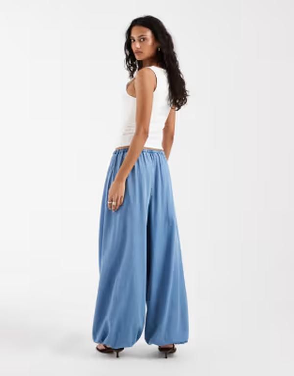 エイソス レディース ボトムス デニムパンツ ASOS DESIGN soft denim balloon pants in midwash Dark Wash デニム