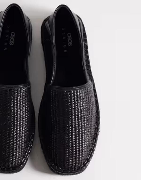 エイソス メンズ シューズ サンダル ダウン ASOS DESIGN espadrilles with step down raffia Black ブラック