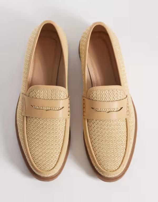 エイソス メンズ シューズ スリッポン・ローファー ASOS DESIGN penny loafers in wovenatural NATURAL