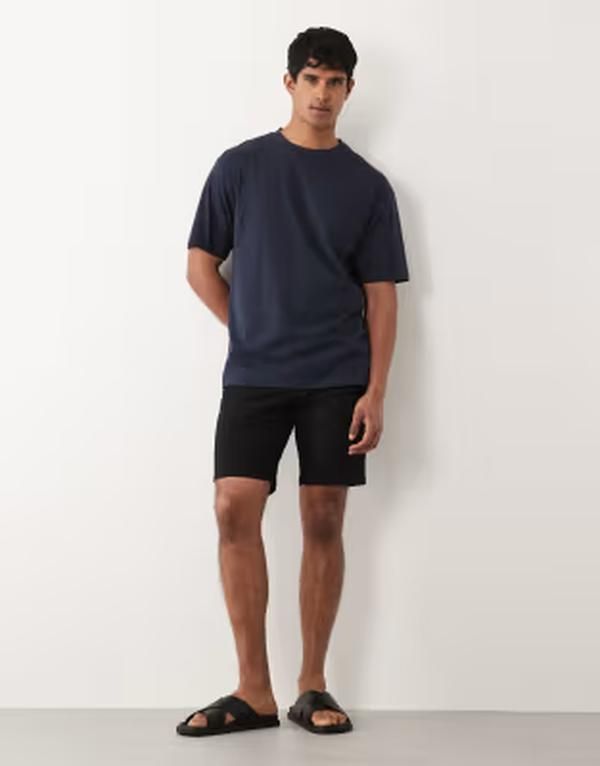 エイソス メンズ ボトムス ハーフパンツ・ショーツ スリムフィット ショートパンツ ASOS DESIGN slim fit chino shorts Black ブラック