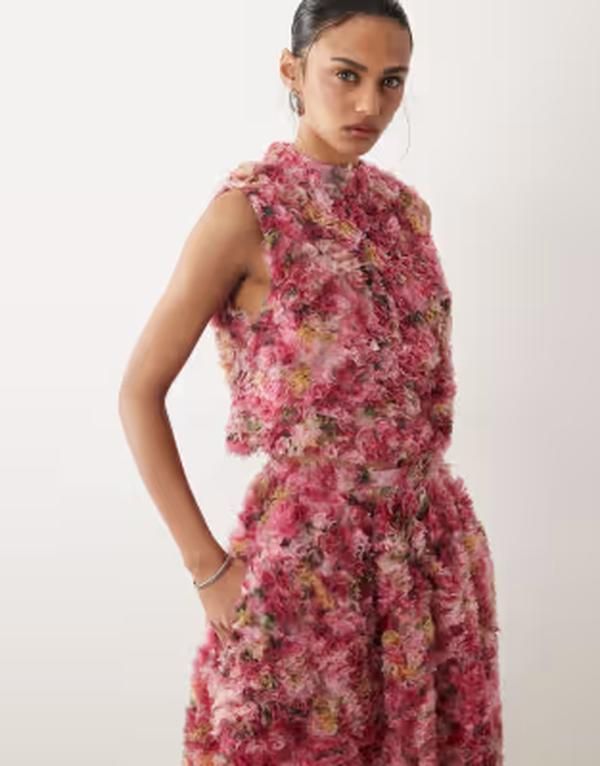 シスタージュン レディース トップス シャツ チュール ハイネック フラワー柄 フラワー Dream Sister Jane Palette floral tulle high neck top part of a set PINK ピンク