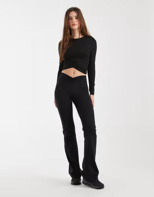 コットンオン レディース ボトムス レギンス Cotton ultra luxe invisible scrunch flare leggings Black ブラック