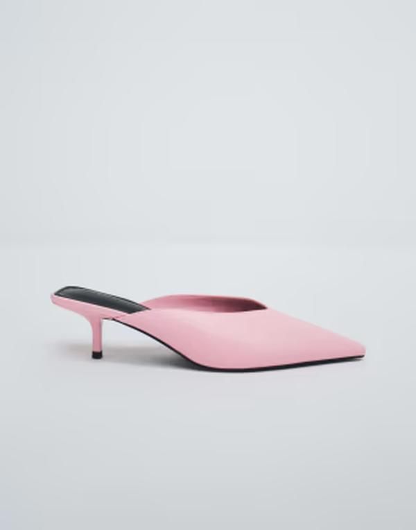 エイソス レディース シューズ サンダル ヒール ASOS DESIGN Surprise pointed kitten heeled mules PINK ピンク