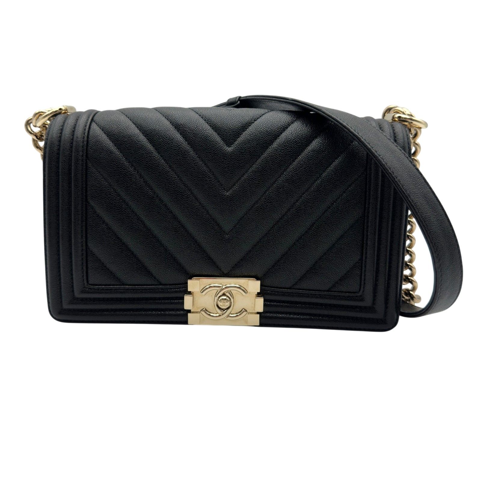 シャネル CHANEL ボーイシャネル25 A67086 27番台 ブラック ゴールド金具 キャビアスキン レディース ショルダーバッグ