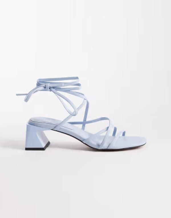 エイソス レディース シューズ サンダル ヒール ASOS DESIGN Hundred strappy block heel sandals in pale blue ブルー