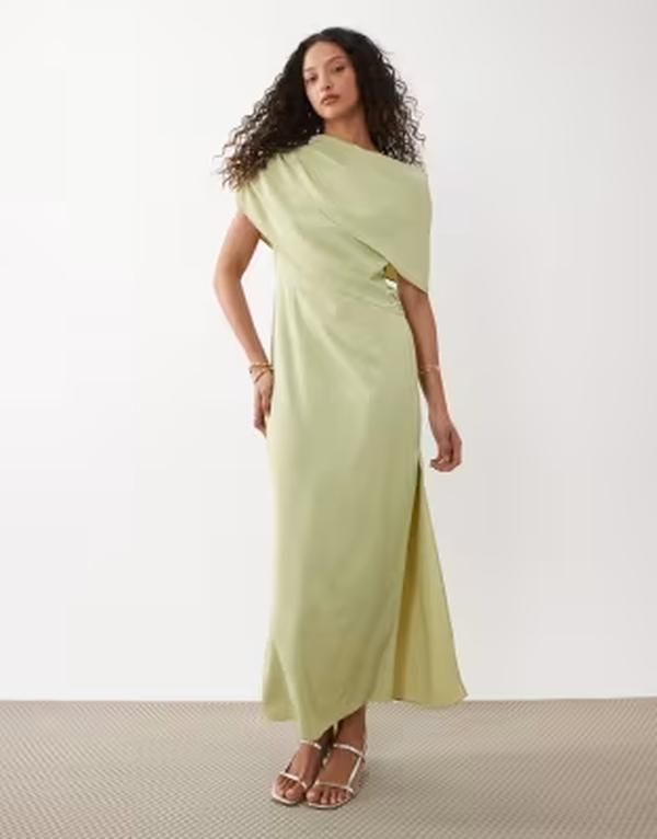 エイソス レディース トップス ワンピース ASOS DESIGN fallen shoulder slinky midaxi dress in sage セージ