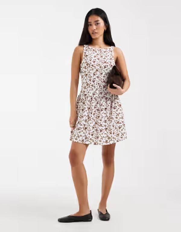 オンリー レディース トップス ワンピース フラワー柄 プリント ミニ フラワー ONLY floral print mini dress WHITE ホワイト