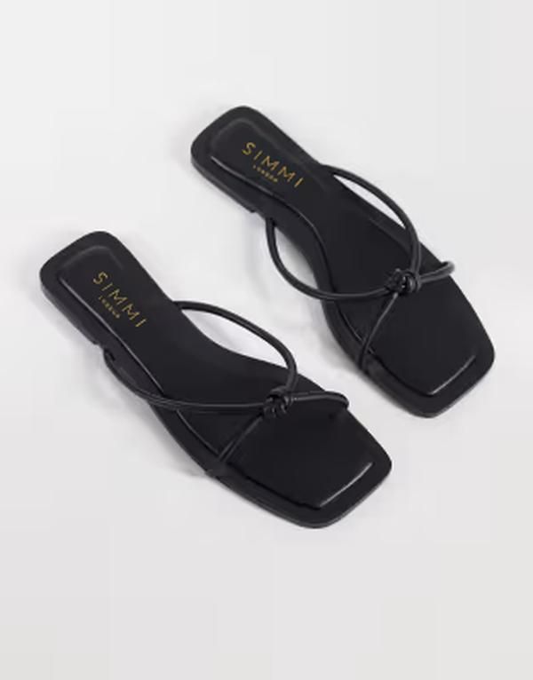 シミ レディース シューズ サンダル SIMMI ShoesIMMI London Cosmina knot flat sandals BLACK PU ブラック