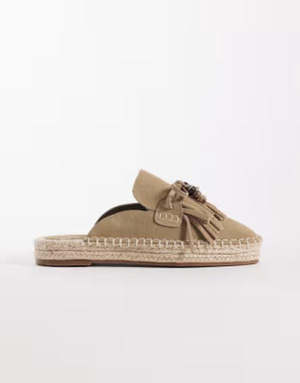 エイソス レディース シューズ サンダル スエード ローファー ASOS DESIGN Joan espadrille loafers with tassels in taupe suede Taupe suede トープ