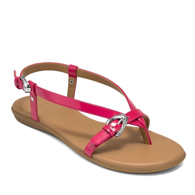 エアロソールズ レディース シューズ サンダル Aerosoles Iride Womens Thong Sandals With Buckle Accent Magenta マゼンタ
