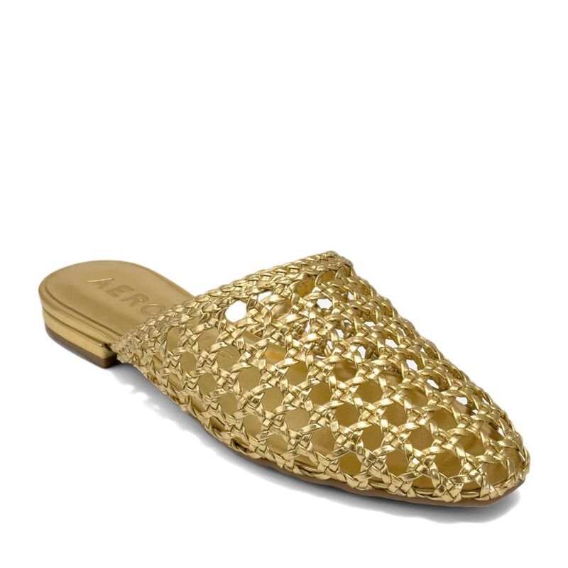 エアロソールズ レディース シューズ サンダル オープンバック Aerosoles Assia Womens Open Back Woven Mules Gold ゴールド