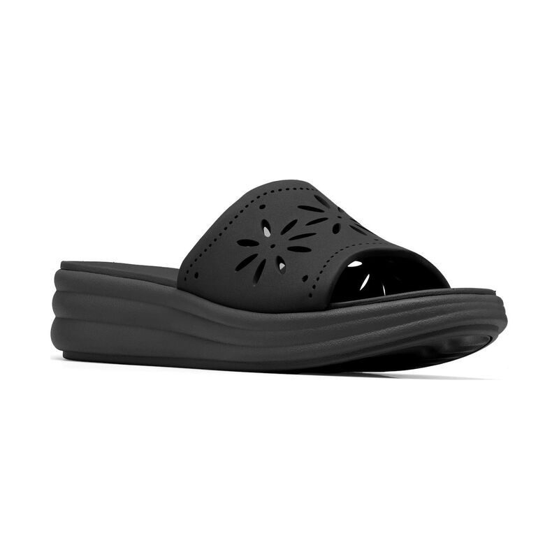 クラークス レディース シューズ サンダル フラワー柄 フラワー Clarks Cloudsteppers Drift Floral Womens Wedge Sandals Black ブラック