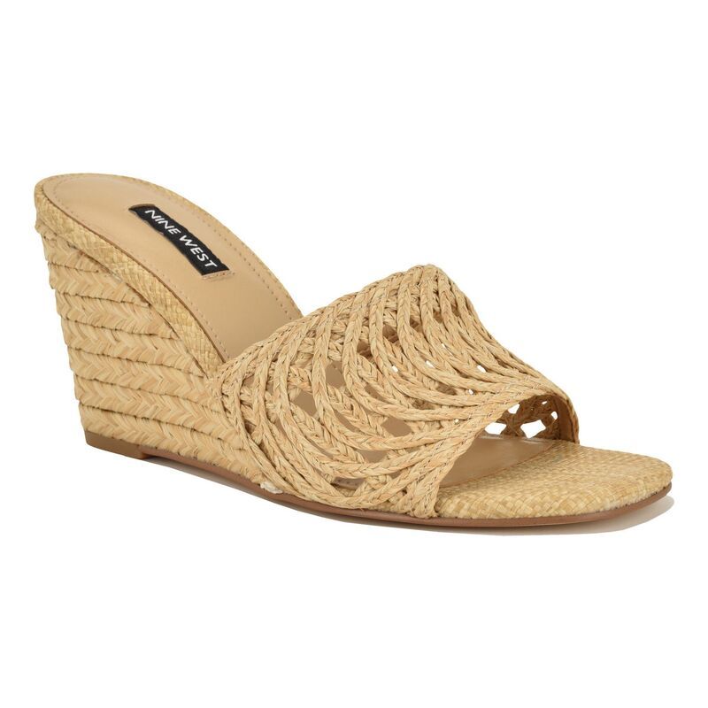 ナインウェスト レディース シューズ サンダル Nine West Nimma WomenslipOn Wedge Sandalsquare Toe Light Natural