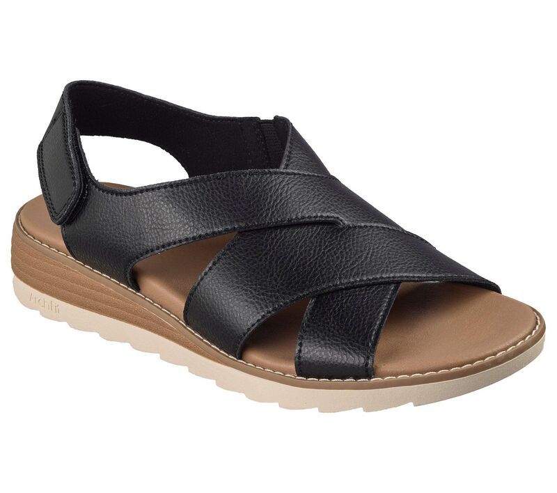スケッチャーズ レディース シューズ サンダル Skechers BOBS Arch Fit Oasis Womens Cushioned SlipOn Sandals Black ブラック