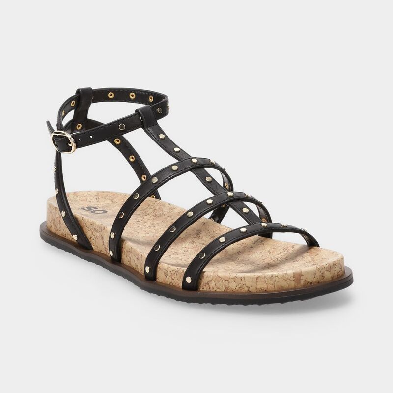 エスオー レディース シューズ サンダル レース SO Gladiator Womens LaceUp Sandals Black ブラック