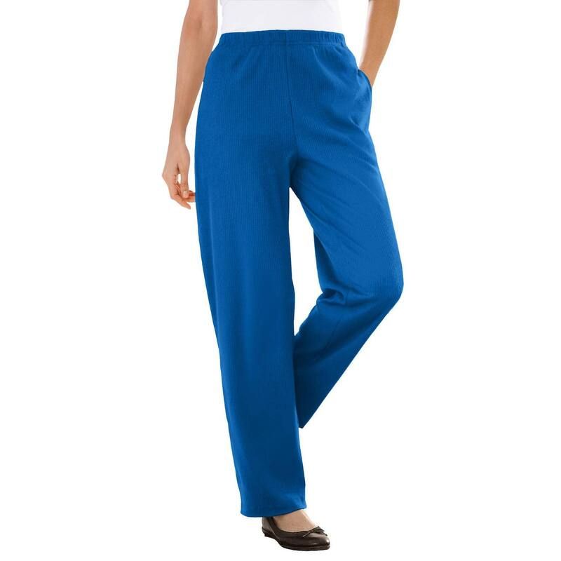 ウーマン ウィズイン レディース ボトムス カジュアルパンツ ストレート プラスサイズ リブ ニット Woman Within Plusize 7Day Knit Ribbed Straight Leg Pant Deep Cobalt コバルト