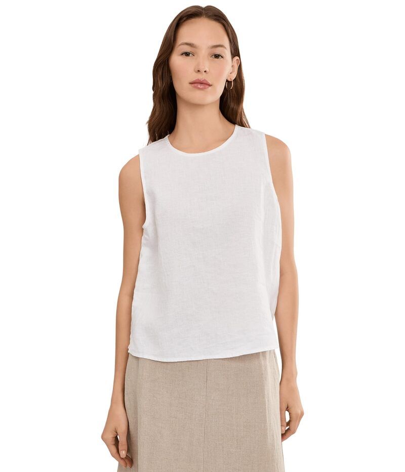 エイリーンフィッシャー レディース トップス シャツ リネン Eileen Fisher Organic Linen Round Neck Shell White 1 ホワイト