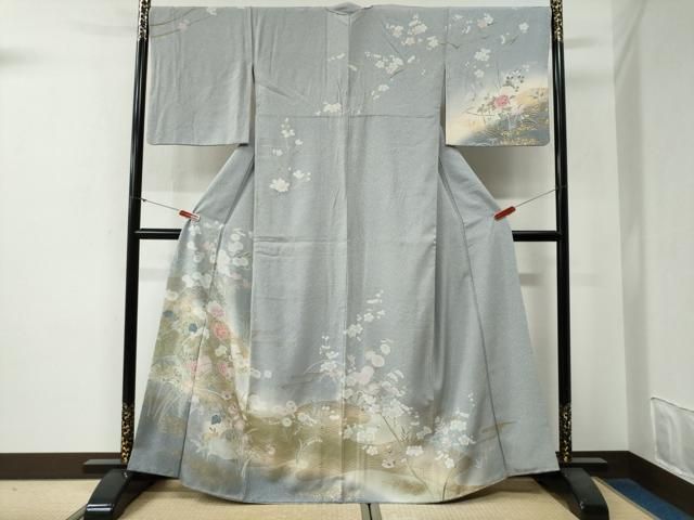 平和屋着物●訪問着 片輪車鴛鴦草花文 暈し染め 金彩 正絹 逸品 CABG0173yc