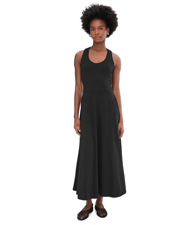 パクト レディース トップス ワンピース オープンバック マキシ PACT FitandFlare Open Back Maxi Dress Black ブラック
