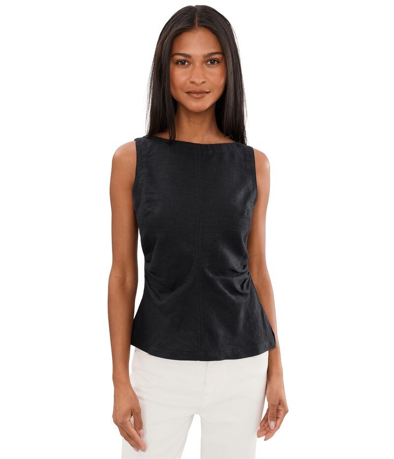 メイドウェル レディース トップス シャツ Madewell New Boatneck Side Cinch Shell Estero L Jet Black ブラック