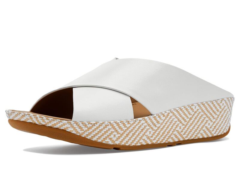 フィットフロップ レディース シューズ サンダル レザー グラフィック FitFlop Lulux Graphicweave Leather Crosslides Urban White ホワイト