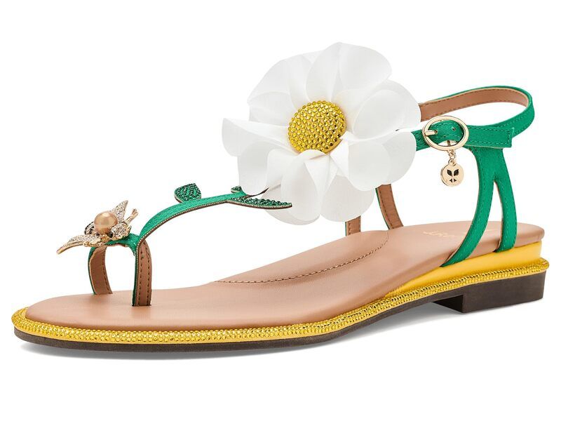ジェイレニー レディース シューズ サンダル J Renee Dazee TStrap Sandals GreenWhiteYel ホワイト
