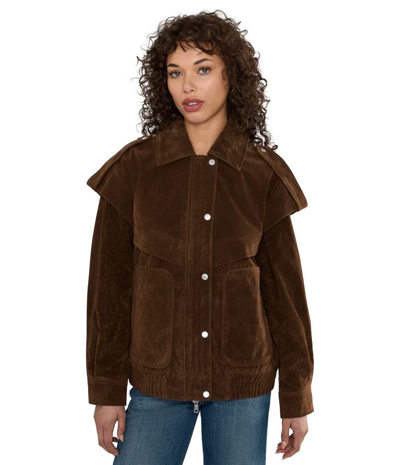 アヴェックレフィーユ レディース アウター コート Avec Les Filles Collared Bomber With Patch Pockets Brunette