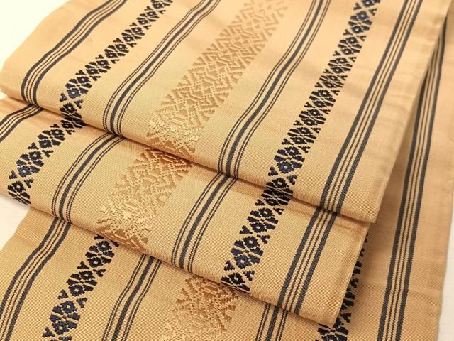平和屋着物●本場筑前博多織　半幅帯　献上　正絹　逸品　CABG1929vp