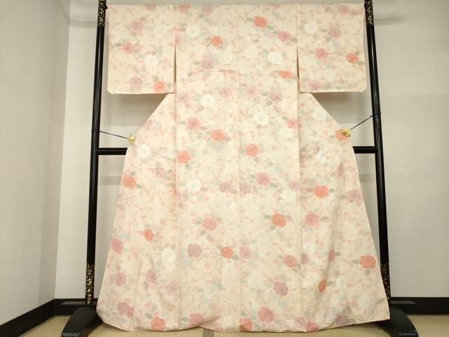 平和屋着物●上質な小紋 地紋起こし 椿尽くし 正絹 逸品 AABI5133ck