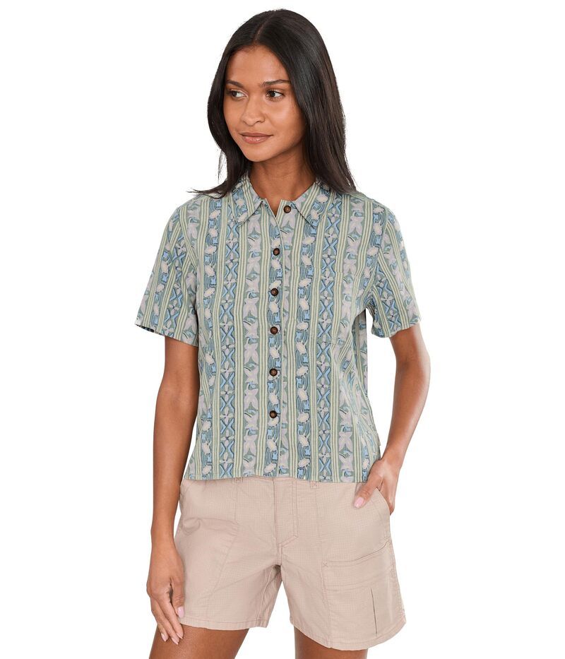 ロイヤルロビンズ レディース トップス シャツ Royal Robbins Camino Pucker Short Sleeve Sage Leaf Botan セージ