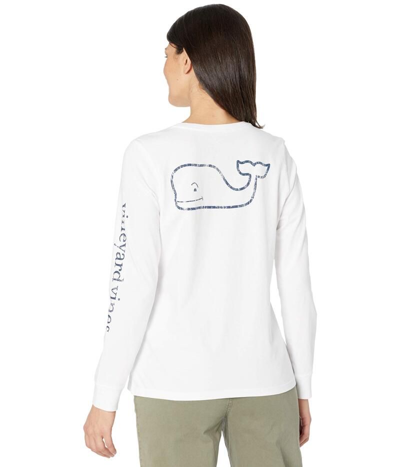 ヴァインヤードヴァインズ レディース トップス シャツ プリント Vineyard Vines Long Sleeve Whale Printee White Cap ホワイト