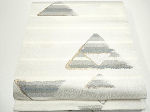 平和屋着物●六通柄袋帯　雪輪鱗文様　金銀糸　正絹　逸品　CABG6052hy