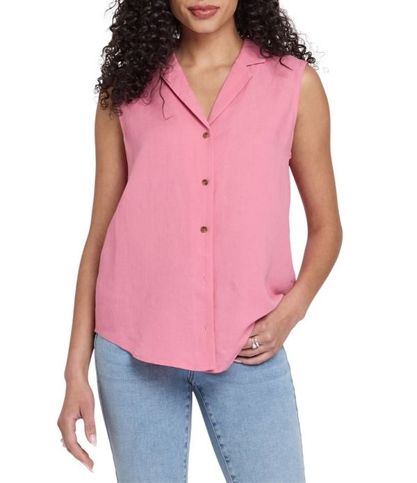 エヌワイディージェイ レディース トップス シャツ ボタンダウン ノースリーブ ダウン ブラウス NYDJ Gabrielle Wovenotch Lapel Collar Sleeveless Button Down Blouse Desert Rose