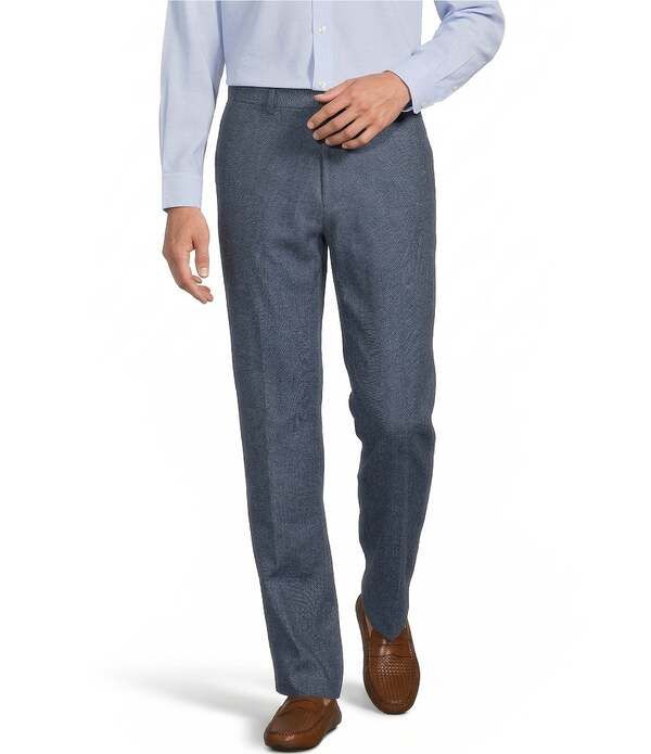 ラウンドトゥリーアンドヨーク メンズ ボトムス カジュアルパンツ リネン Roundtree Yorke Classic Fit Flat Front Solid Linen Dress Pants Dark Blue ブルー