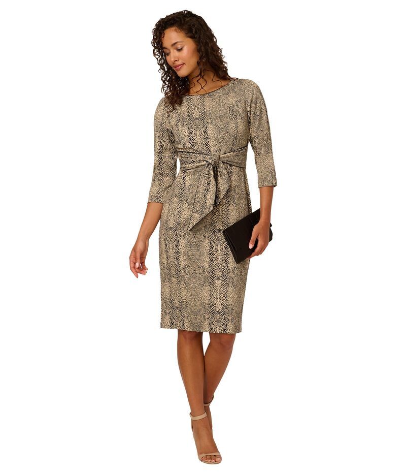 アドリアナ パペル レディース トップス ワンピース アニマル柄 プリント Adrianna Papell Animal Printie Dress BlackBeige ブラック