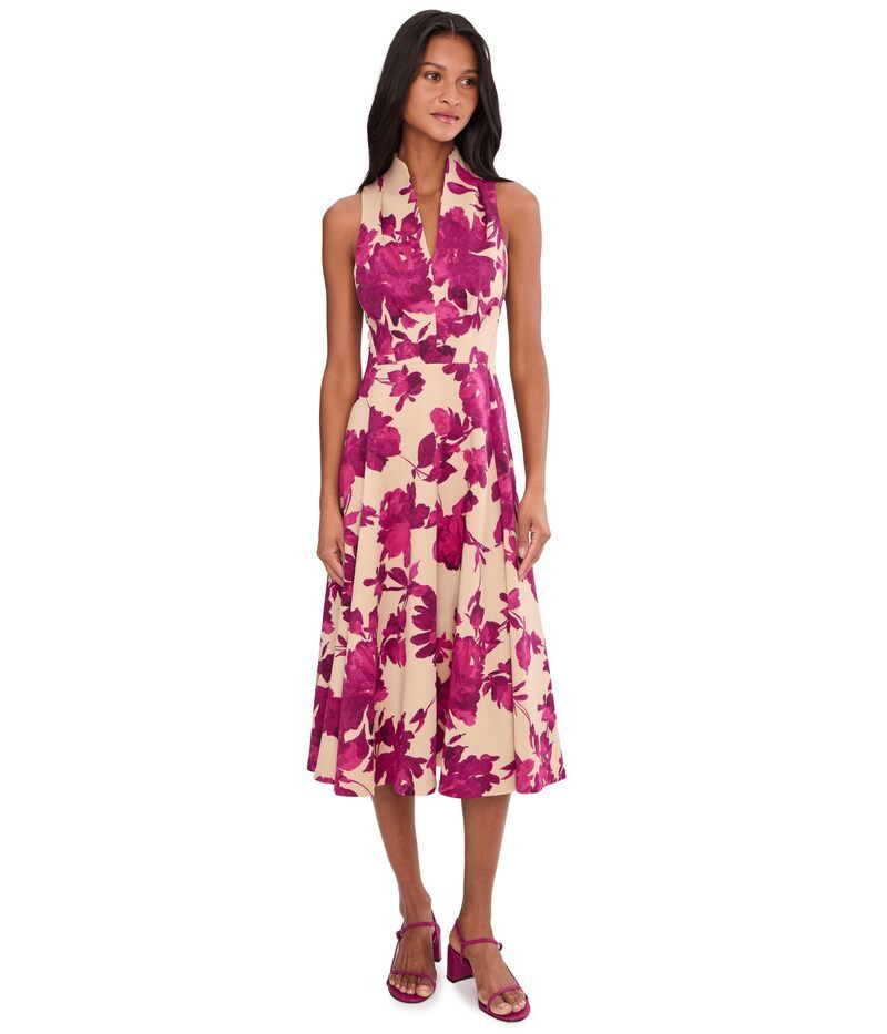 カルバンクライン レディース トップス ワンピース A ライン フラワー柄 スキューバ ノースリーブ フラワー Calvin Klein Sleeveless Floral Scubaline Cashew Multi マルチカラー