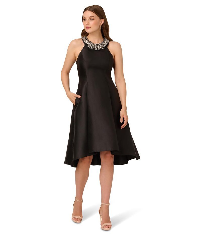 アドリアナ パペル レディース トップス ワンピース ミディ Adrianna Papell Beaded Mikado Midi Dress Black ブラック