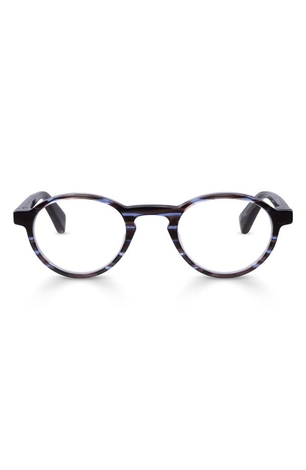 アイブブス レディース アクセサリー サングラス・アイウェア eyebobs Board Stiff 43mm Round Readinglasses Ice Blue Mocha Stripe ブルー