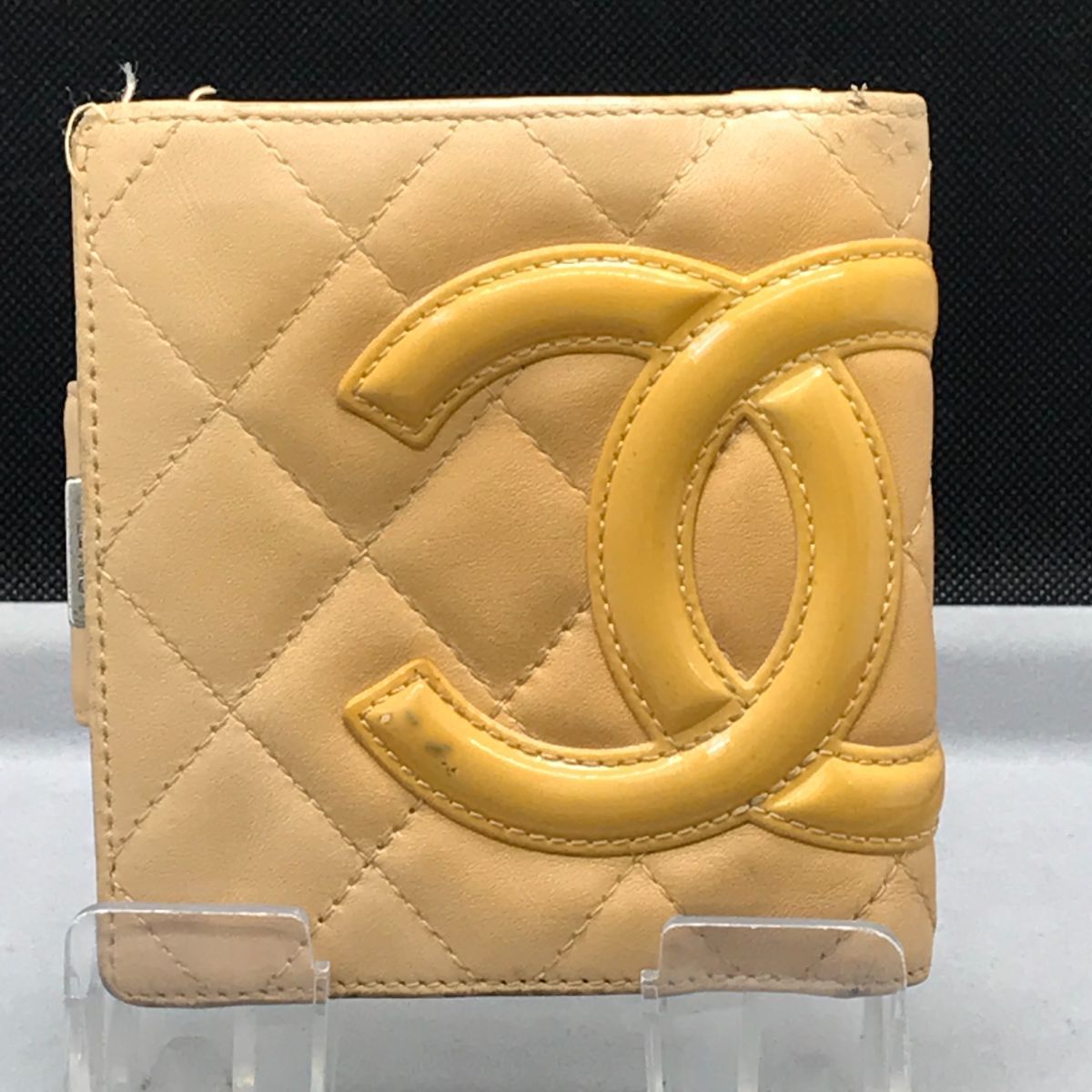 希少 CHANEL シャネル 二つ折り財布 カンボンライン マトラッセ デカ