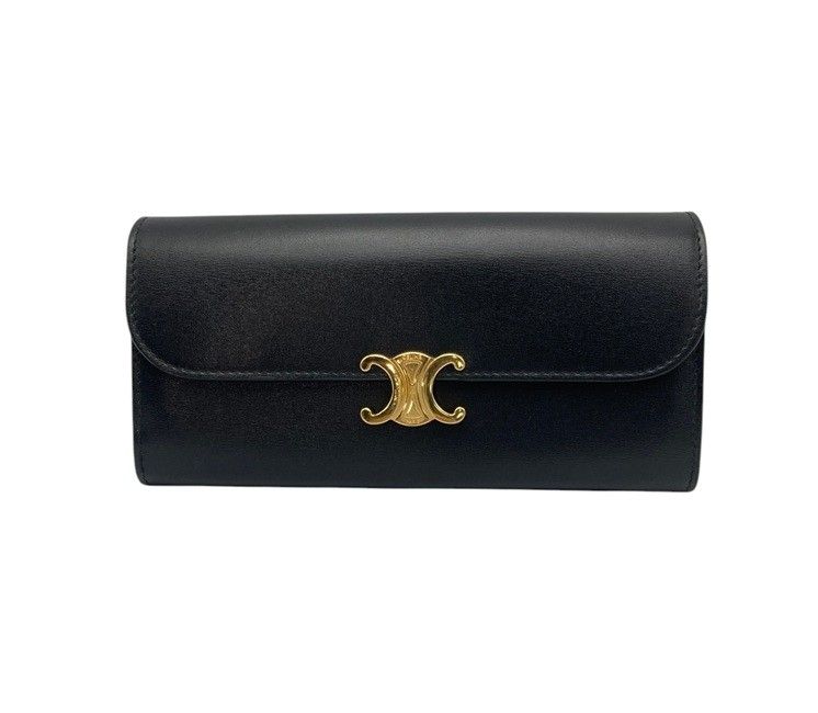 CELINE セリーヌ ラージウォレット トリオンフ / シャイニーカーフスキン 長財布 中古 D4